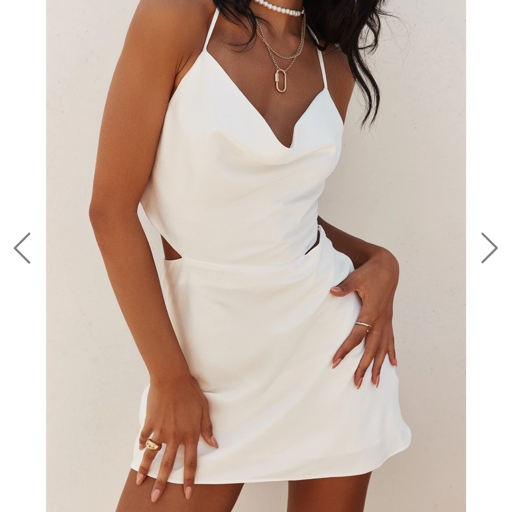 White satin mini dress